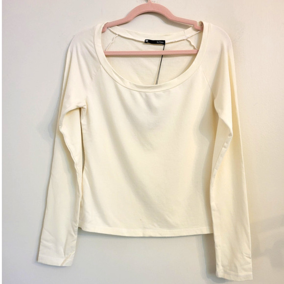 NWT Revolve Krisa Open Neck Pullover Long Sleeve Top Cream XS - Picture 2 of 5